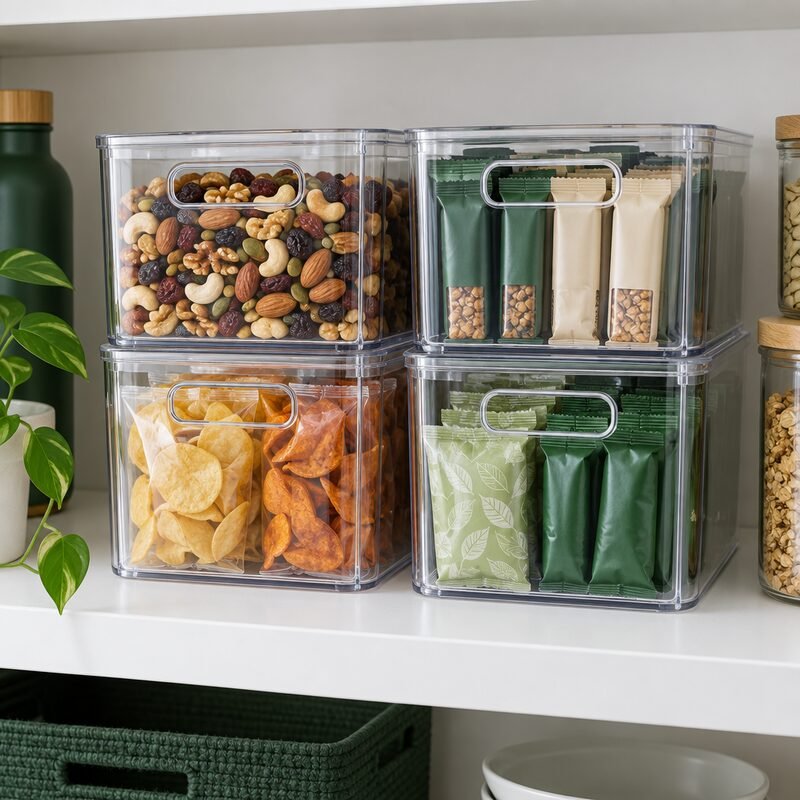 LANDNEOO Clear Storage Bins, 12-Pack